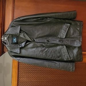Rainforest | Men's Black Geniune Leather Jacket with Pockets - size L